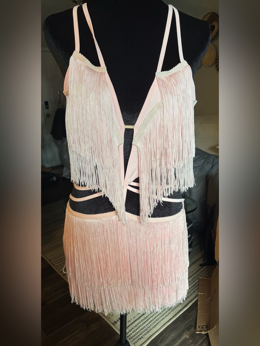 adidas Pale Pink Fringe Bandeau Dance Top